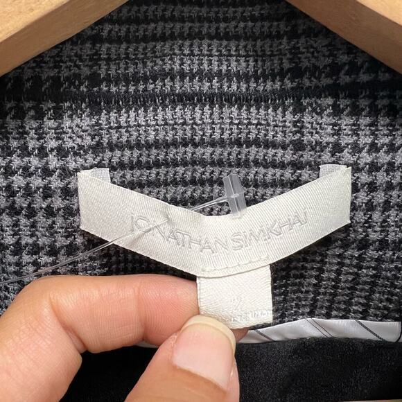 Jonathan Simkhai Wool Plaid Jacket Black and White Size 2 - Picture 3 of 10